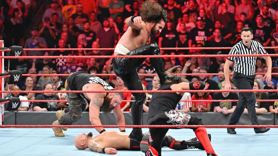 WWE Raw Seth Rollins Braun Strowman Luke Gallows Karl Anderson AJ Styles