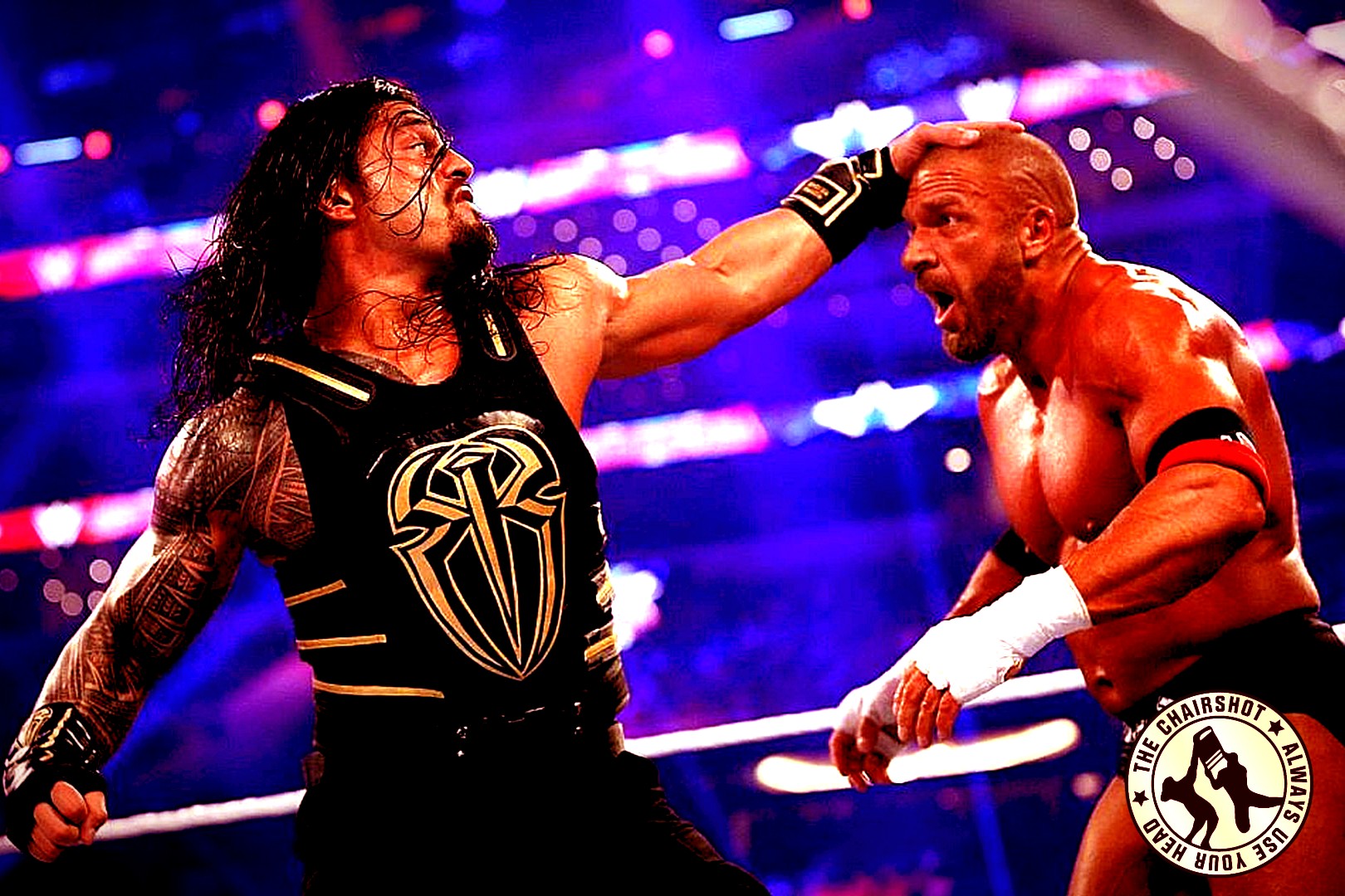 Roman Reigns Triple H WWE WrestleMania 32 Chairshot Edit
