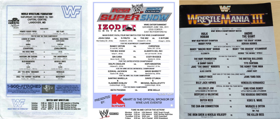Chairshot WWE WWF Old School Event Lineup Cards