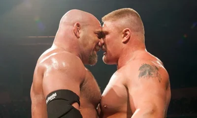 Goldberg-and-Brock-Lesnar-WWE WrestleMania 20